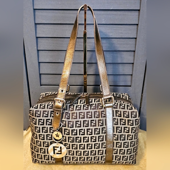 Authentic FENDI Boston Zucca Canvas Handbag - Picture 1 of 13